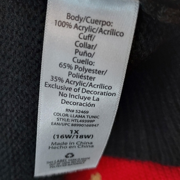 Holiday Time women's ugly Llama sweater 1X embellished tassels,sequel, bells - Picture 4 of 16